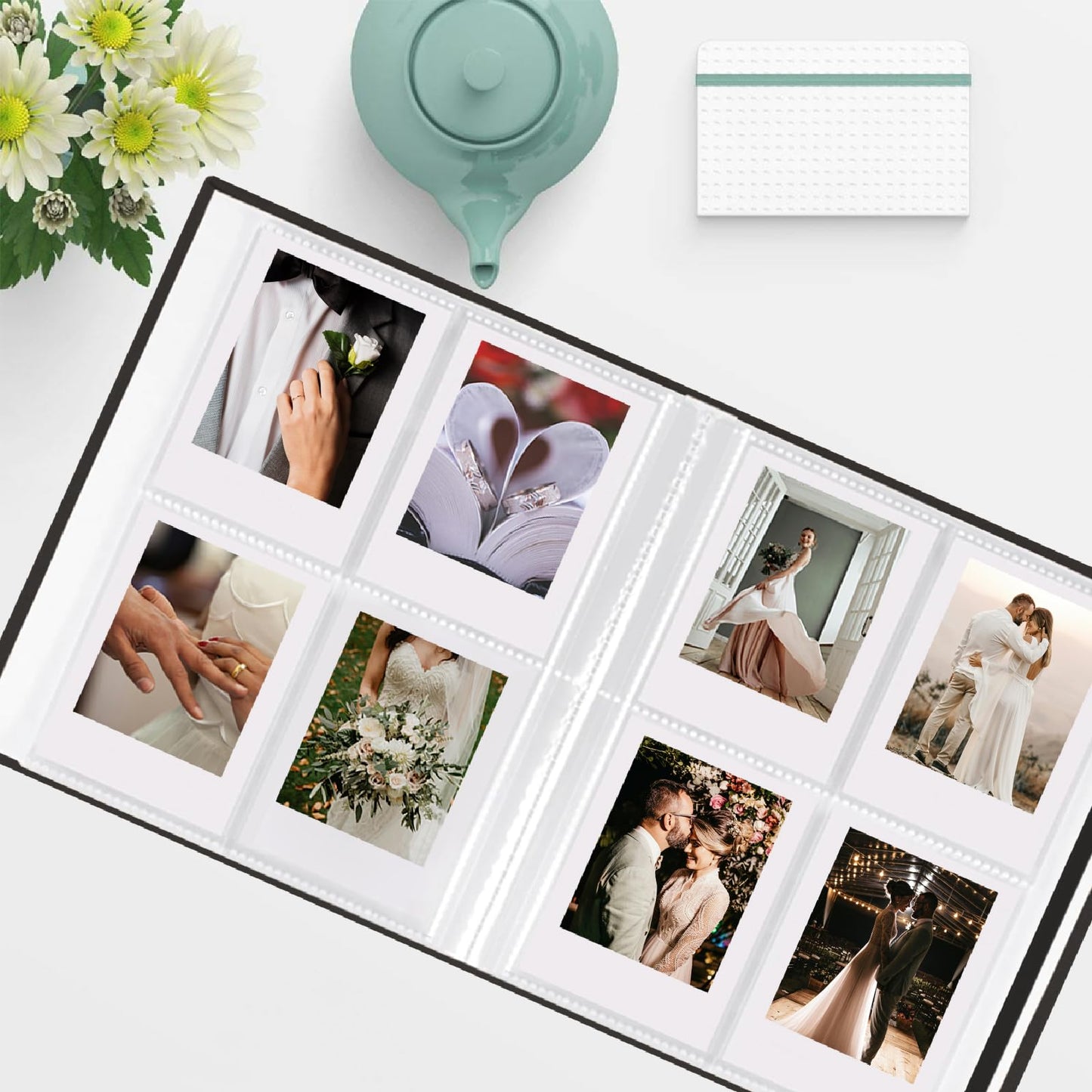 Mini Instax Photo Album 208 Photos 2x3 Inch Pictures Book for Fujifilm Polaroid Instant Camera, Linen Hardcover Polaroid Book for Photos Travel Family Anniversaries Baby Vacations Black 1 Pack