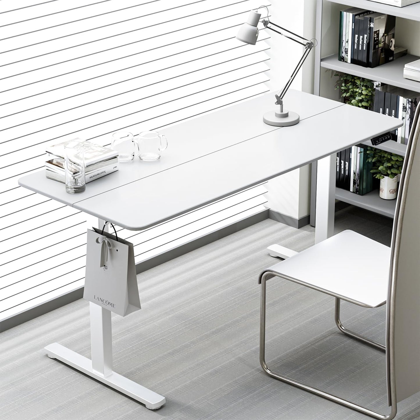 ERGOMAKER 43" Electric Standing Desk, Adjustable Height, Sit Stand Up Desk for Home Office & Computer Workstations, Memory Controller, White