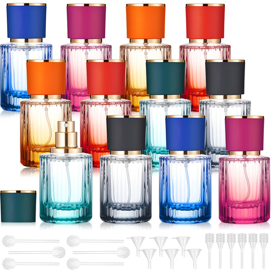 Teenyyou 12 Pcs 30/50/100ml Empty Glass Perfume Bottles Bulk Pack for Perfume Makers Refillable Atomizer Cologne Bottles DIY Vintage Fragrance Packaging Glass Bottling Supplies (Multicolor,30 ml)
