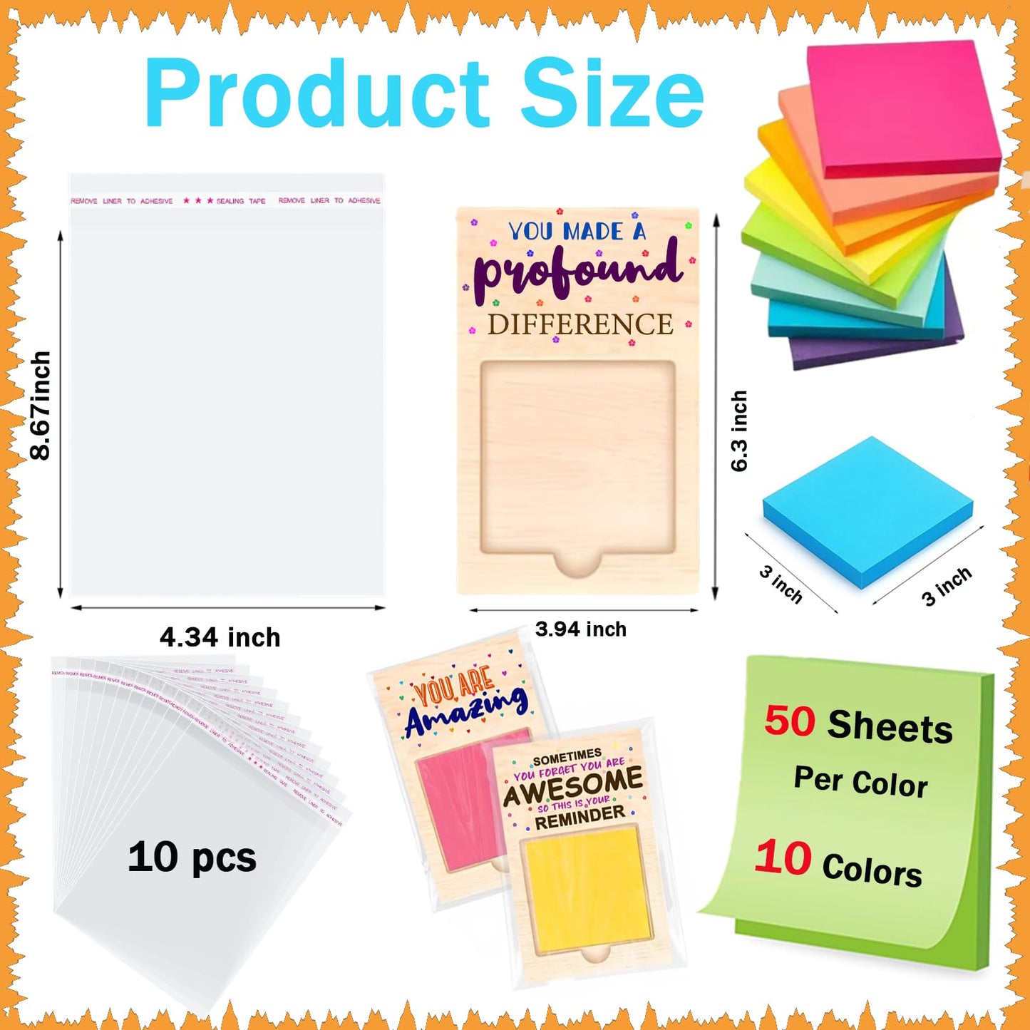 10 Set Employee Appreciation Gifts Sticky Notes Holder Bulk Thank You Gifts for Coworkers Staff Team Inspirational Gifts for Classroom Teacher Student Supplies