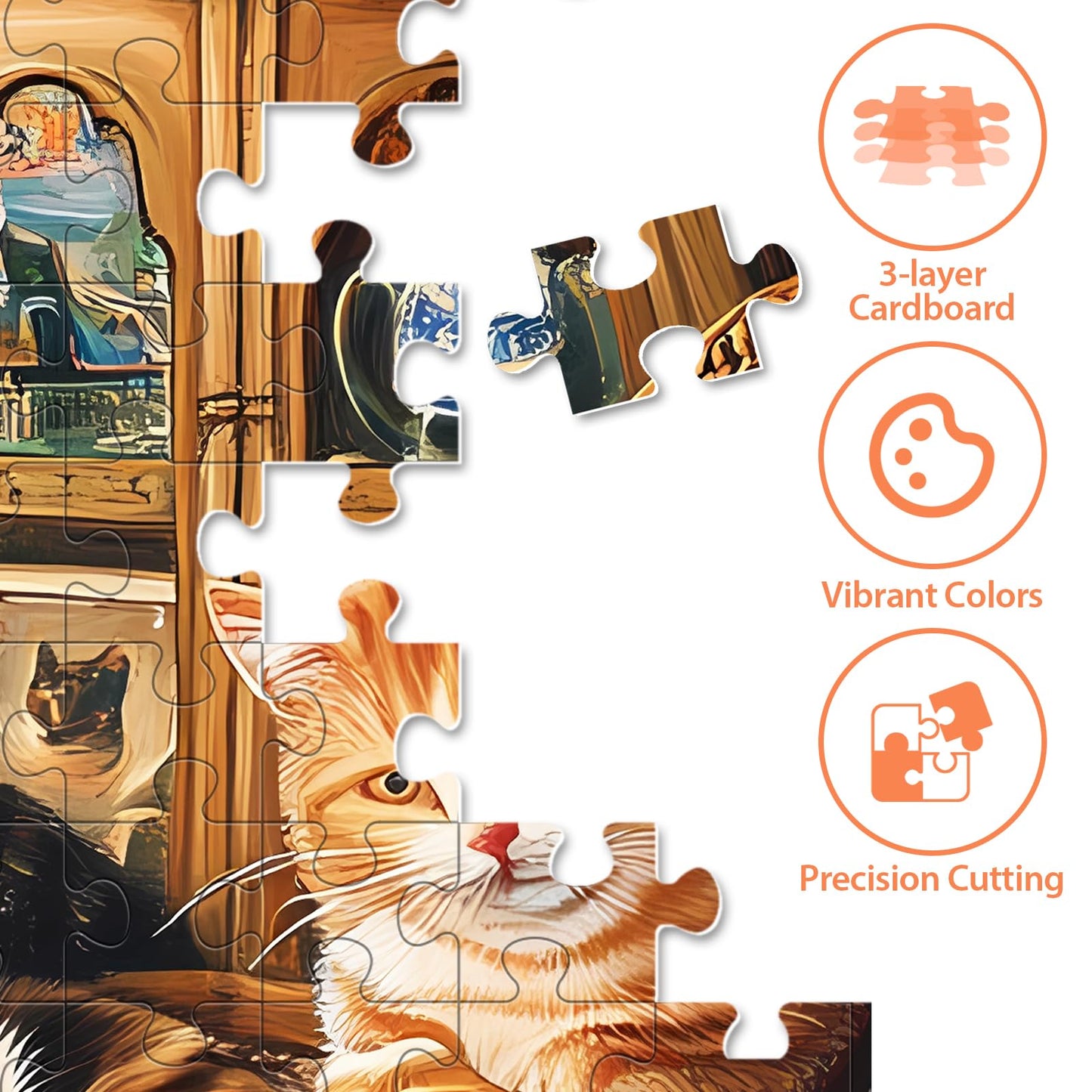500 Pieces Puzzle for Adults,Cats Home Puzzle, Recycled Cardboard Animals Jigsaw Puzzles 500 Pieces,Challenging Puzzles Game Home Decor Birthday Party Gift Toy for Adults Seniors 20.5 * 15 in
