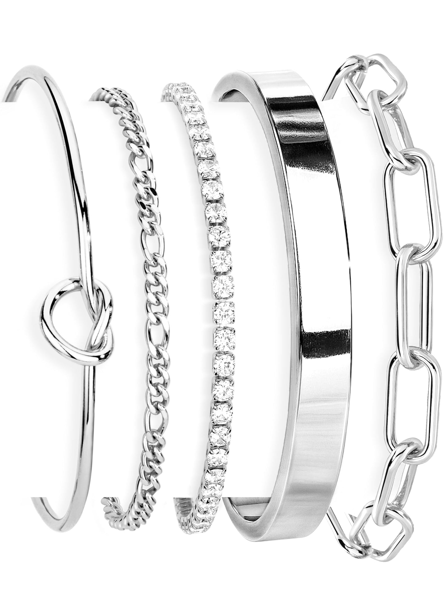 Gokeey Silver Bracelets for Women Bangle Cuff Bracelet Set for Women No Tarnishi Bracelets Jewelry Gifts for Women Trendy
