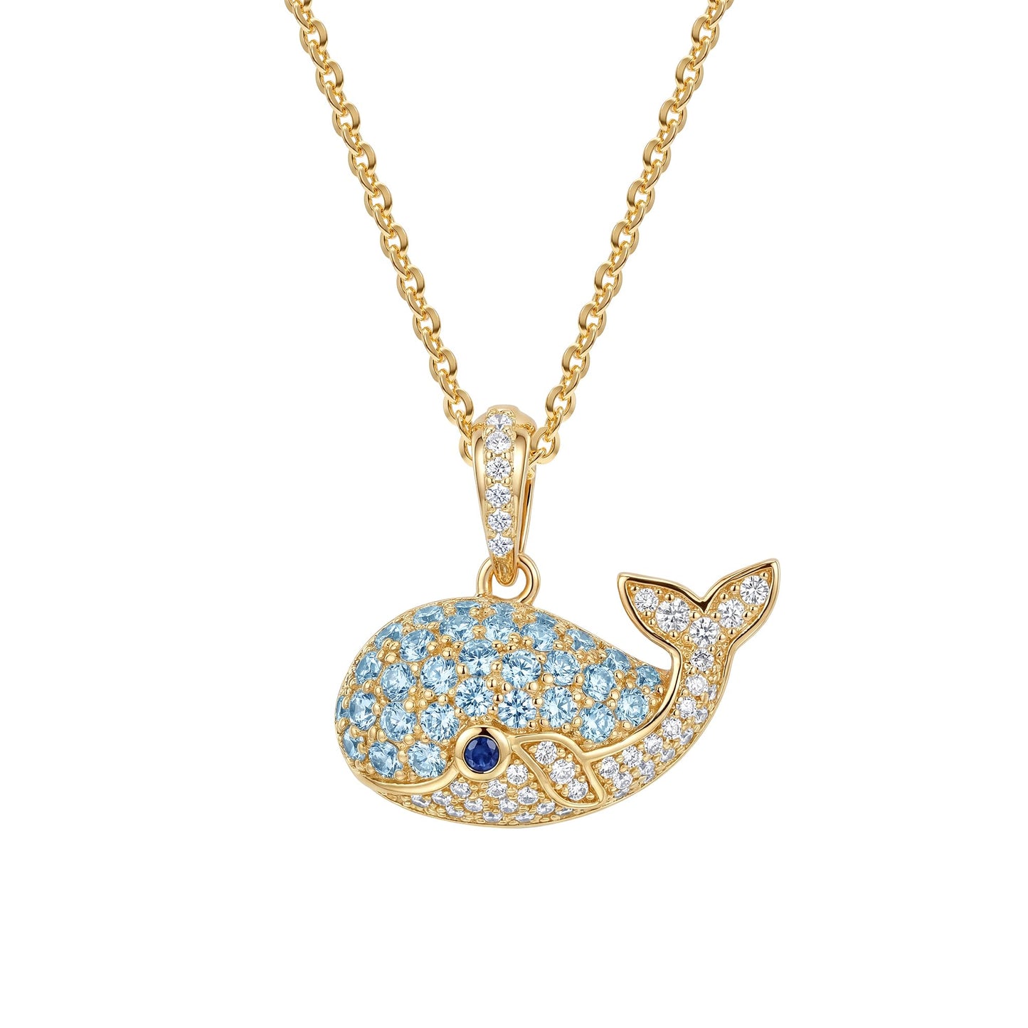 MTMY Gold Starfish Necklace 14K Gold Plated Shell Conch Ocean Pendant Necklace for Women Beach Summer Jewelry (Whale)