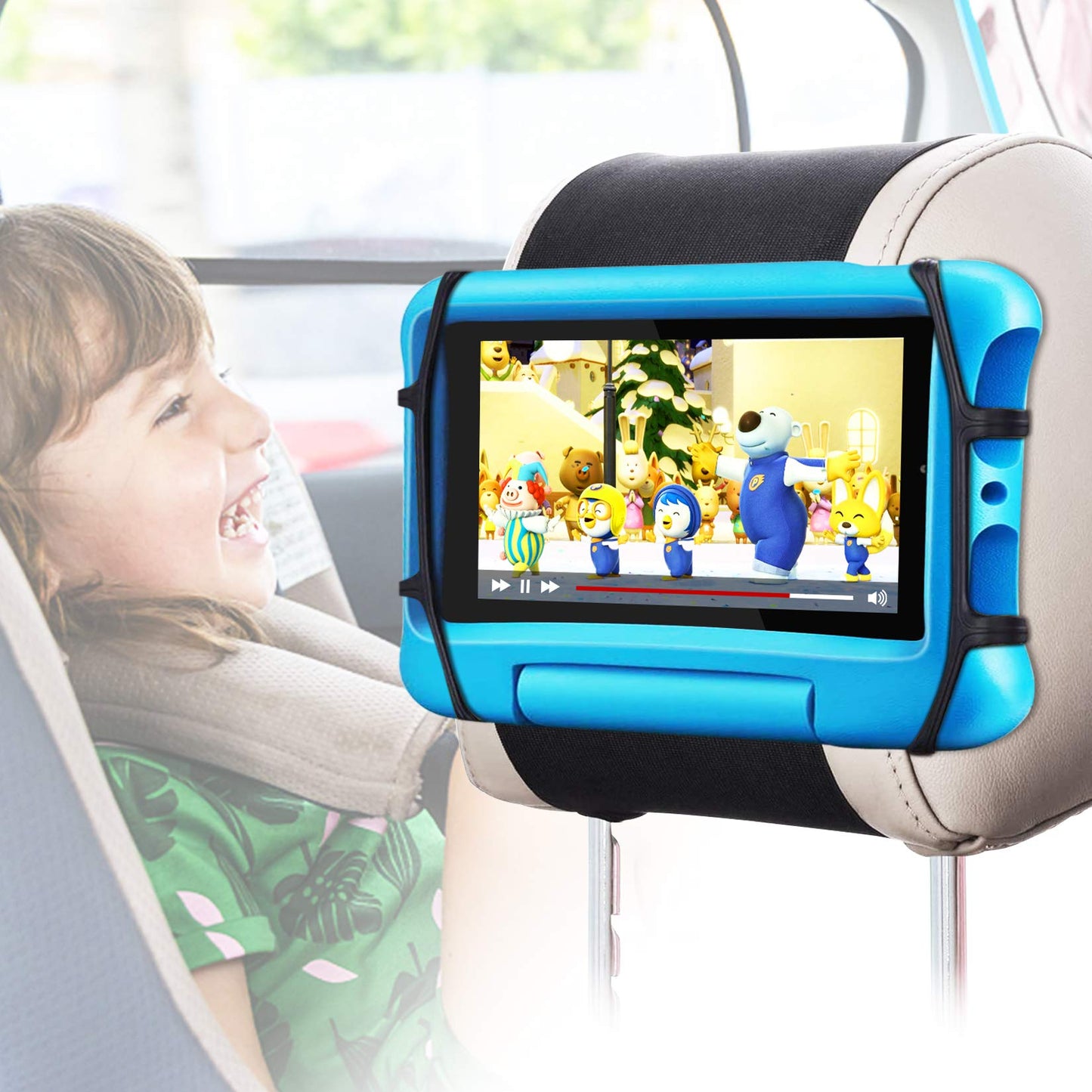 FANGOR Tablet Holder for Car - [3 in 1 Adjustable Extension Arm] Upgraded iPad Holder for car Backseat with Holding Net, Road Trip Essentials for Kids, for 7-13" iPad Pro, Air, Mini, Galaxy, Fire HD