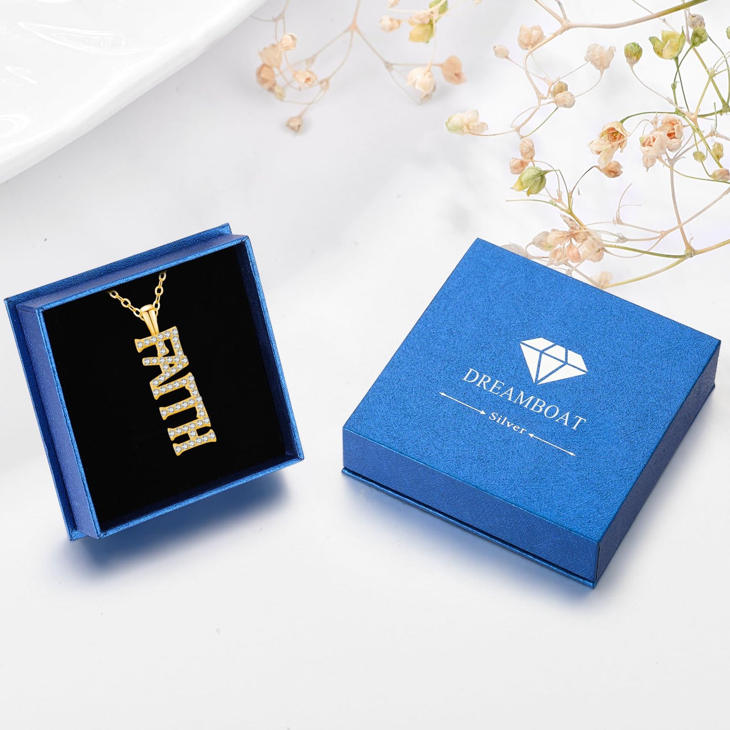 Dreamboat Faith Necklace for Women Sterling Silver 18K Gold Plated Christian Necklace Pendant Confirmation Faith Gifts for Women Religious Jewelry