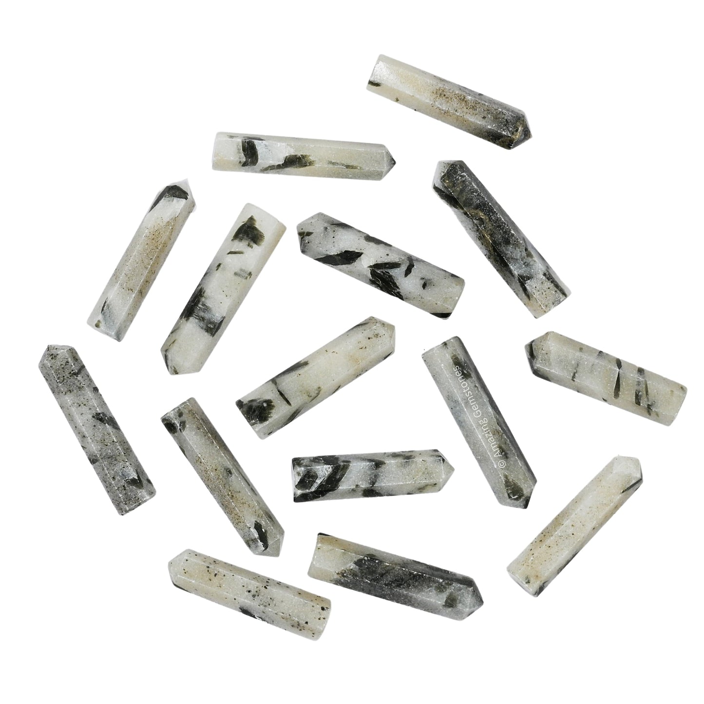 Amazing Gemstone Green Tourmaline in Quartz Crystal Points Bulk Healing Crystals - Pack of 3 Single Terminated Healing Wand Point Bulk Crystals for Crafts, Crystal Grid, DIY Work