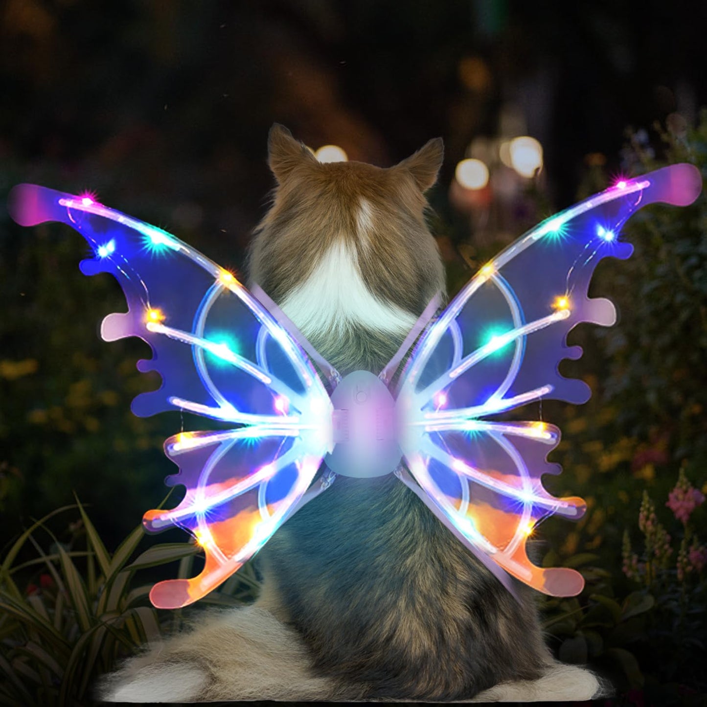 Kvynzz DIY Electric Sparkling Butterfly Wings,Light Up Fairy Wings DIY Toy,Elf Wings Angel Fairy Costumes Cosplay Dress Up Wings Music Lights for Kids Pets (RGB)