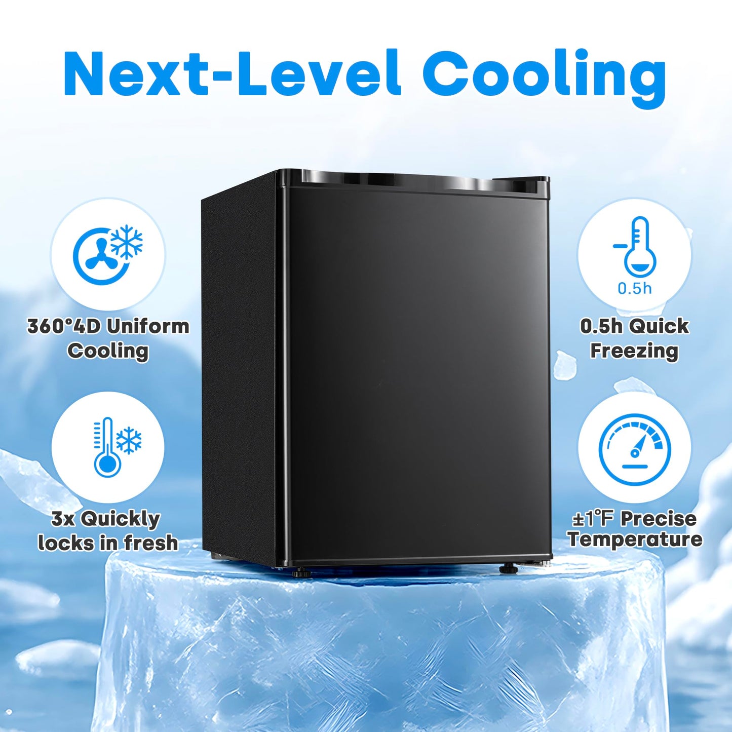 Stopsad 2.1 Cu.ft Upright Freezer, Mini Freezer with 7 Adjustable Thermostat & Removable Shelves, Small Standup Freezer with Reversible Single Door, Energy-Saving, Compact for Home/Dorm/Office, Black