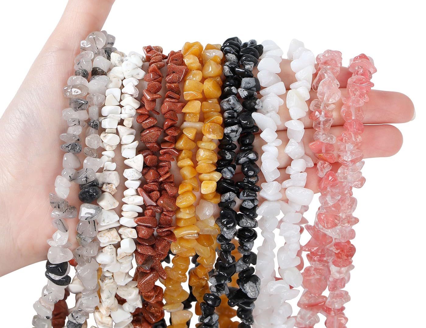 LAIDANLA Watermelon Red 400pcs Natural Chip Stone Beads 5-8mm Healing Crystal Irregular Gemstones Drilled DIY Loose Rocks Bead Crystal for Bracelet Earrings Necklace Jewelry Making Crafting