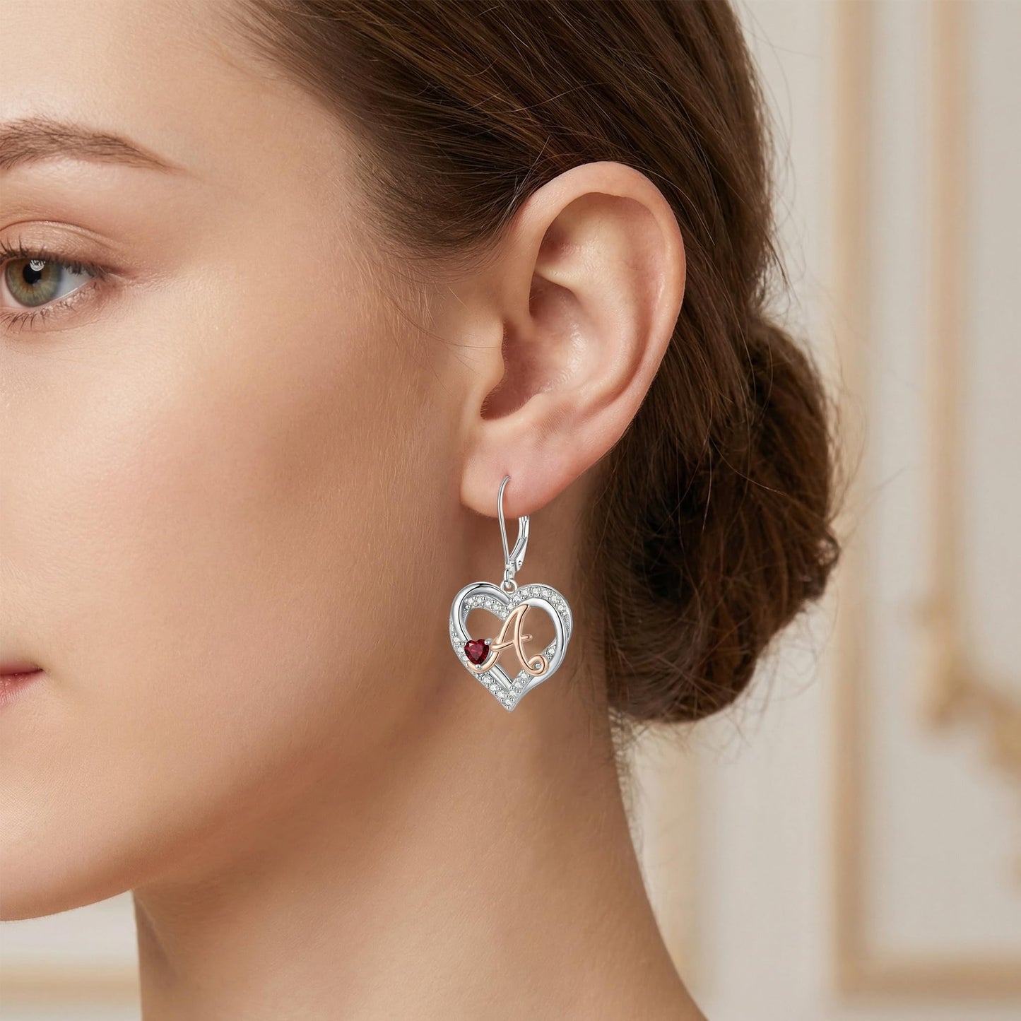 ZPMMPZ Initial Birthstone Earrings Intial Letter Dangle Drop Earrings Birthstone Jewelry Gifts for Women A & February