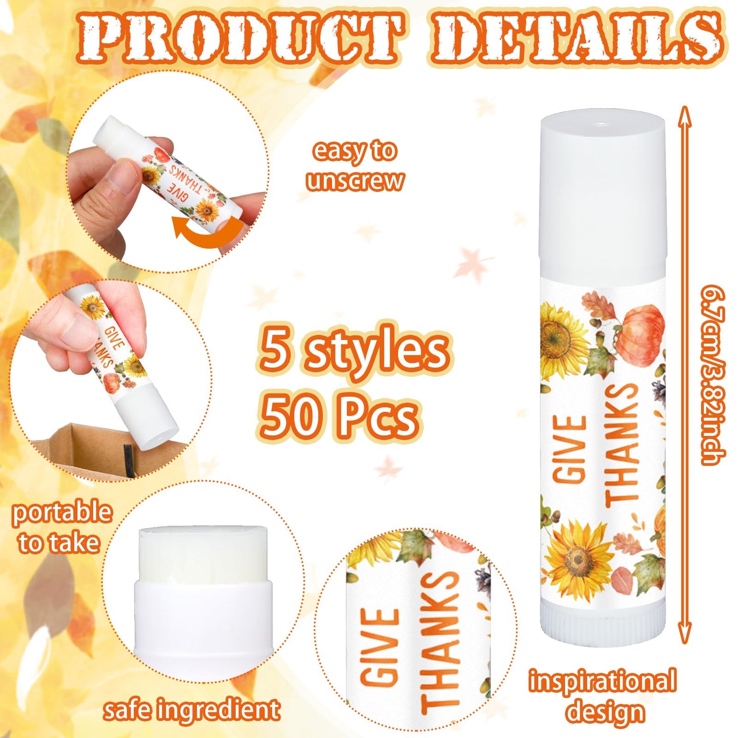 Siifert 25 Pcs Thanksgiving Christmas Party Gifts Bulk Thanksgiving Lip Balms Favors Holiday Basket Stuffers Christmas Stocking Stuffers Small Thank You Gifts for Women Men (Honey Flavor)