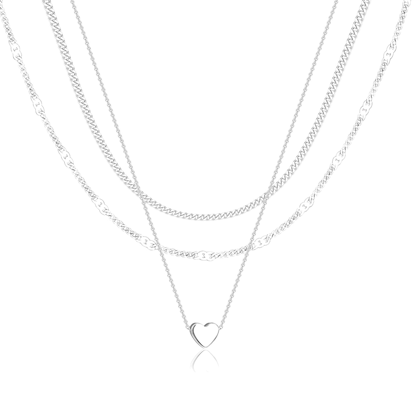 Sterling Silver Heart Necklaces for Women, Dainty Stackable Cute Heart Pendant Layered Tiny Choker Necklaces, Valentine Gifts for Mom Wife Girlfriend Friend Sister Women Beauty Gifts for Young Women