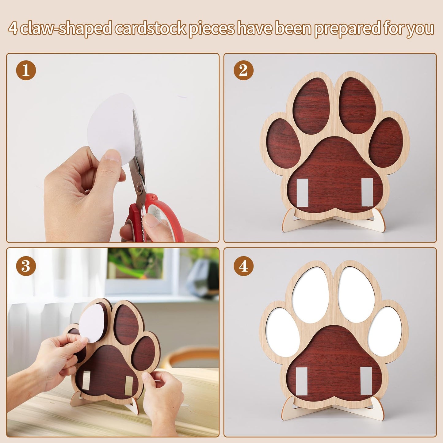 Aanqilze Pet Memorial Paw Photo Frame 4 Photo Collage Display for Dogs & Cats, Dog Keepsake Picture Frame with Collar/Harness Holder, Sympathy Gift for Pet Loss, Pet Enthusiast Commemorative Gift