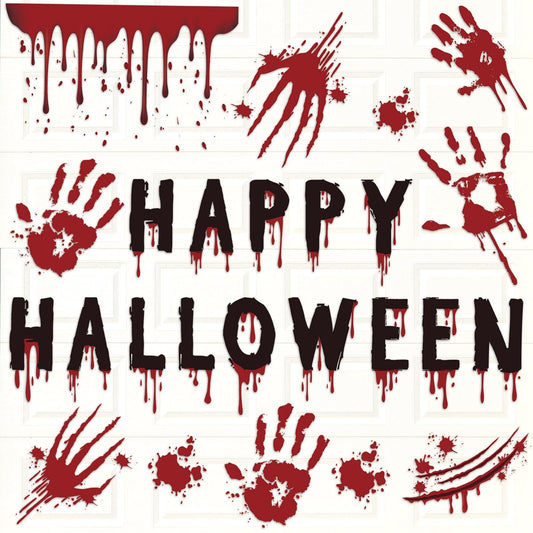 25Pcs Halloween Garage Magnets Door Decorations Happy Halloween Scary Bloody Handprint Spooky Magnetic Refrigerator Stickers Holiday Magnet Large Decals for Halloweens Outdoor Car Party Decor