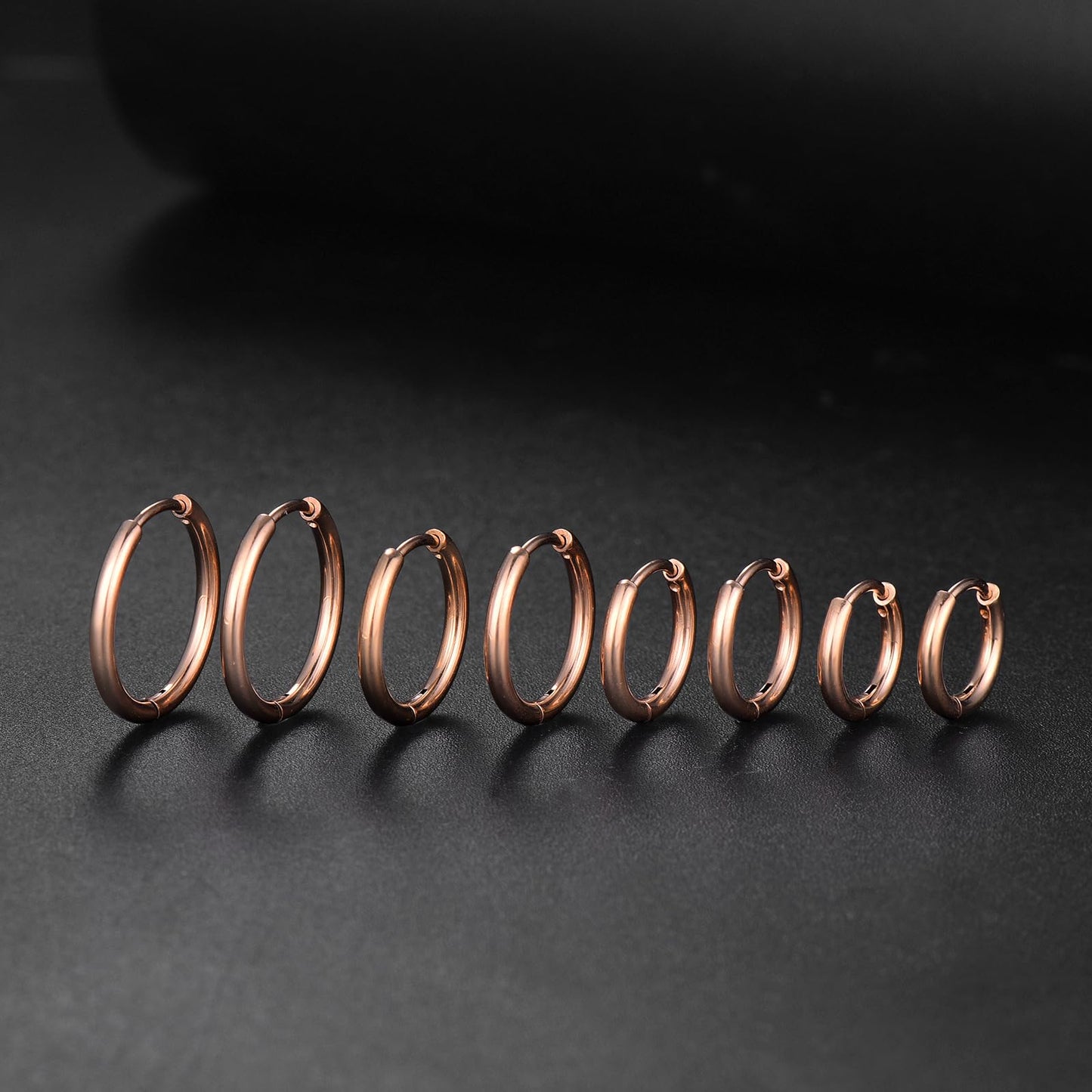 316L Surgical Stainless Steel Small Rose Gold Hoop Earrings 6mm 8mm 10mm 12mm Hypoallergenic Cartilage Hoop Earrings Helix Lobes Hinged Sleeper Earrings For Men Women