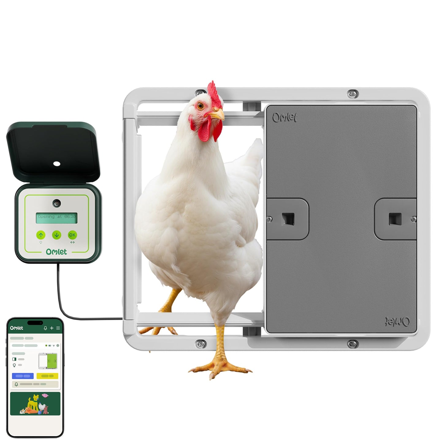 Omlet Smart Automatic Chicken Coop Door Opener | Wi-Fi Enabled | Programmable with App | Operated by Light Sensor or Timer | Easy to Install | Mains or Battery Powered | Built-in Safety Sensors Grey