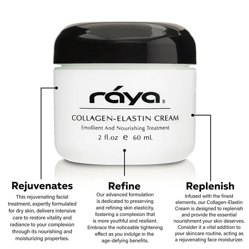 Raya Collagen-Elastin Cream (401) | Nourishing and Moisturizing Facial Treatment for Dry Skin | Helps Reduce Fine Lines and Wrinkles | Calms, Tones, Refines, and Firms