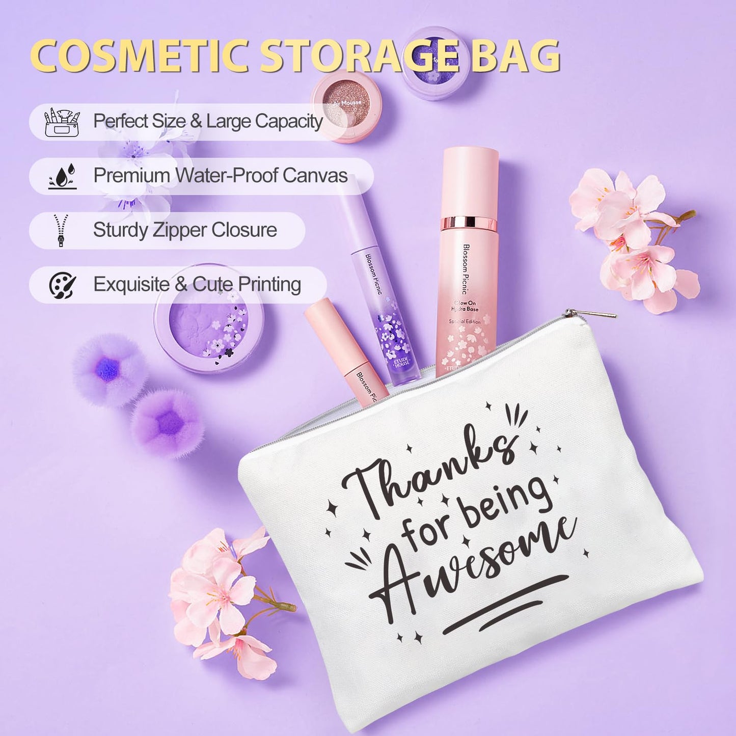 Suhctuptx Thank You Gifts for Women, Employee Appreciation Gift, Appreciation Basket for Coworkers Teachers Employees, Gratitude Box with Canvas Tote Bag Thank You for Being Awesome Tumbler Purple