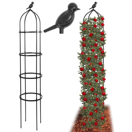 6FT Garden Obelisk Trellis for Climbing Plants,70”Metal Plant Support Tower, Heavy Duty Thickened Tube,Rustproof Black Flower Stand for Vines, Roses, Outdoor & Indoor Use