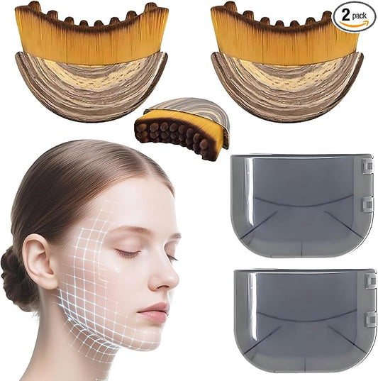 2PCS Lymphatic Contour Face Brush,3-in-1 Lymphatic Drainage Massager&Sculpting Tool,Ultra-Soft Facial Brush for Puffiness Relief & Glowing Skin,Portable Lymphatic Drainage Tool