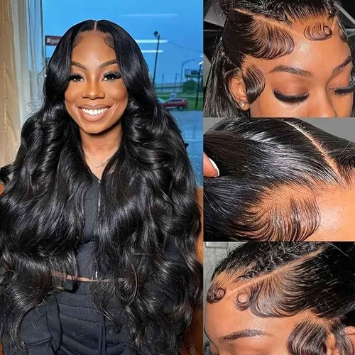 virginess 13x4 Body Wave Lace Front Wigs Human Hair Pre Plucked 180% Density HD Transparent Lace Frontal Wigs Human Hair for Women Glueless Wigs Human Hair With Baby Hair 24 Inch