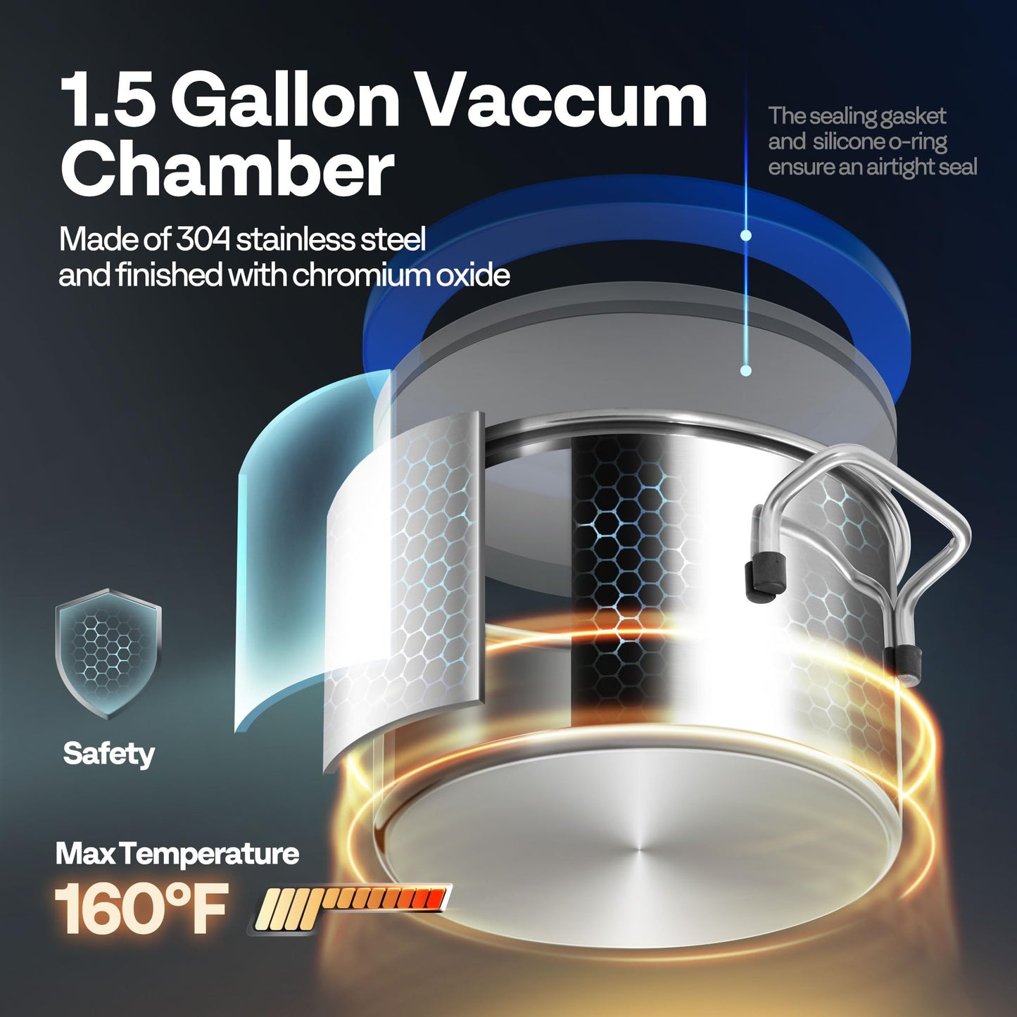 VIVOHOME 1.5 Gallon Vacuum Chamber with Pump, Stainless Steel Vacuum Degassing Chamber Kit with 3.5 CFM 1/4 HP Single Stage Vacuum Pump and Oil