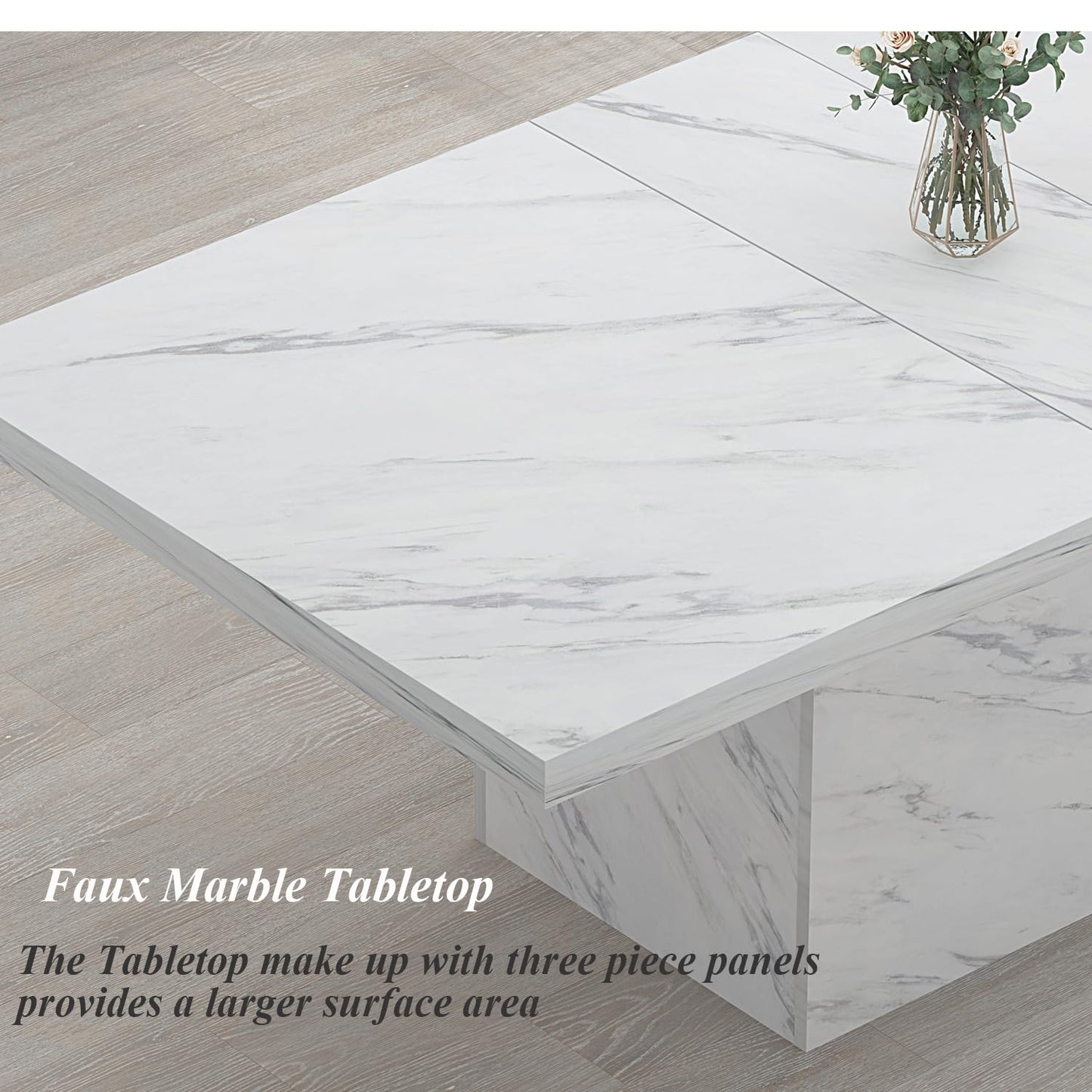 HSH 71” White Faux Marble Dining Table, Rectangle Modern Dinner Kitchen Table for 6-8, Farmhouse Long Kitchen Furniture for Living Room, Industrial Wood Dining Room Table with Sturdy Base