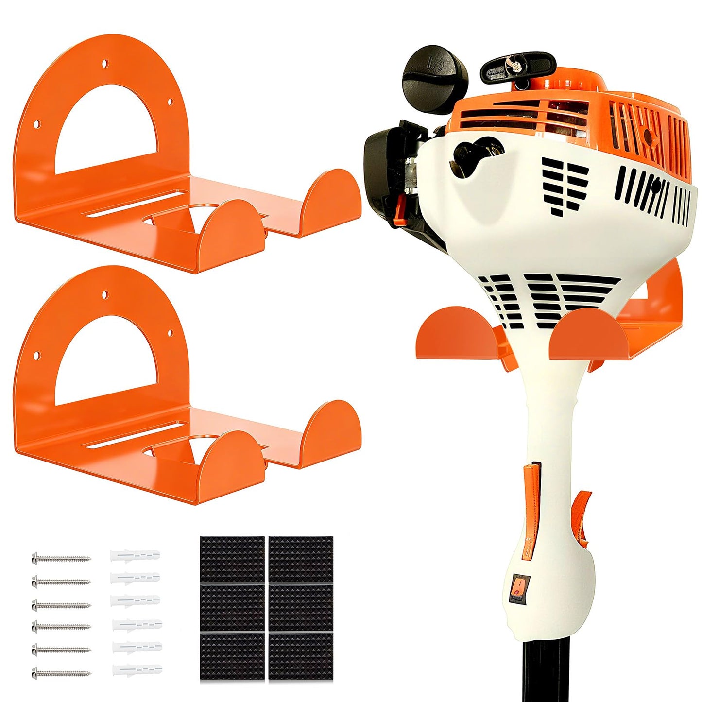 AURIKAR Weed Eater Hanger, Garage Organizer Trimmer Rack Wall Mount, Garden Power Tool Holder Garage Hooks for Grass Trimmer, Hedge Trimmer, Leaf Blower and Chainsaw Storage, 2 Pack