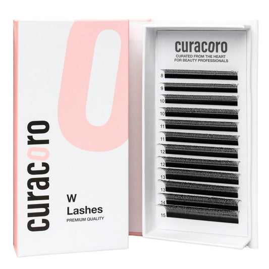 Curacoro W Eyelashes Extensions - 3D Handmade Volume Eyelashes, 0.07 CC Curl 9mm - 15mm Length Mixed Tray, Full Fluffy Volume Look, Long Lasting & Easy Application