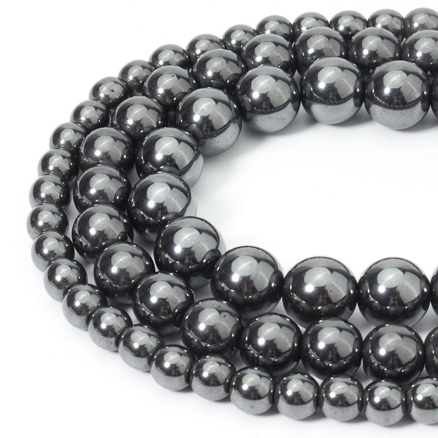 Siomia 60pcs 6mm Natural Black Hematite Beads Energy Healing Crystal Round Loose Stone Beads for Jewelry Making, DIY Bracelets Necklaces