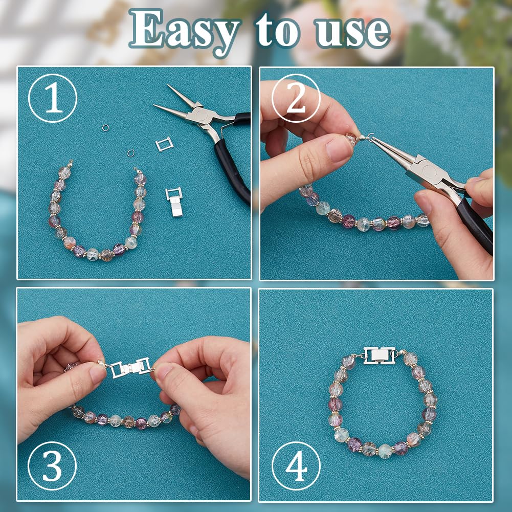 DICOSMETIC 10Pcs Fold Over Jewelry Clasp 925 Sterling Silver Plated Necklace Extension Clasps 0.69x0.41x0.16 Inch Brass Bracelet Extenders Small Fastener Extension Clasps for DIY Craft Jewelry Making