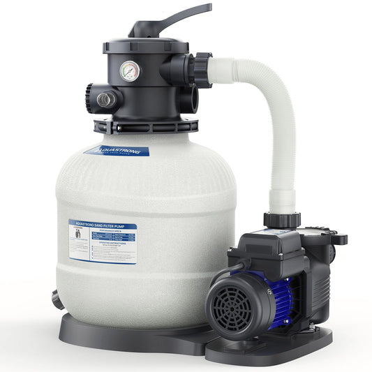 AQUASTRONG Sand Filter Pump for Above Ground Pool, Pool Pumps Above Ground with Timer, Pool Sand Filter with 6-Way Valve,Improved Circulation and Filtration,14in, up to 13000 Gallons