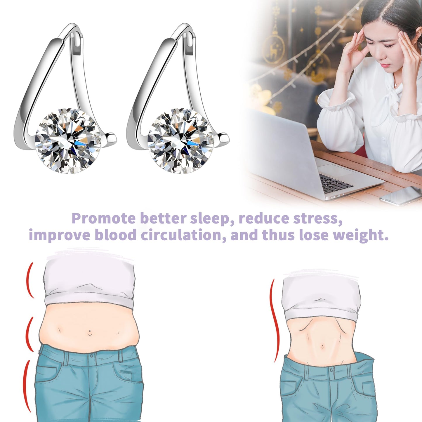 Lymphvity Germanium Earrings(2 Pairs Gold)