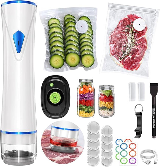 Vacuum Sealer Machine for Food Automatic Compact Vacuum Sealer Kit Handheld Food Sealer Saver with Visual Water Tank for Reusable Vacuum Bag,Regular&Wide Mouth Mason Canning Jar Mother's Day Gifts