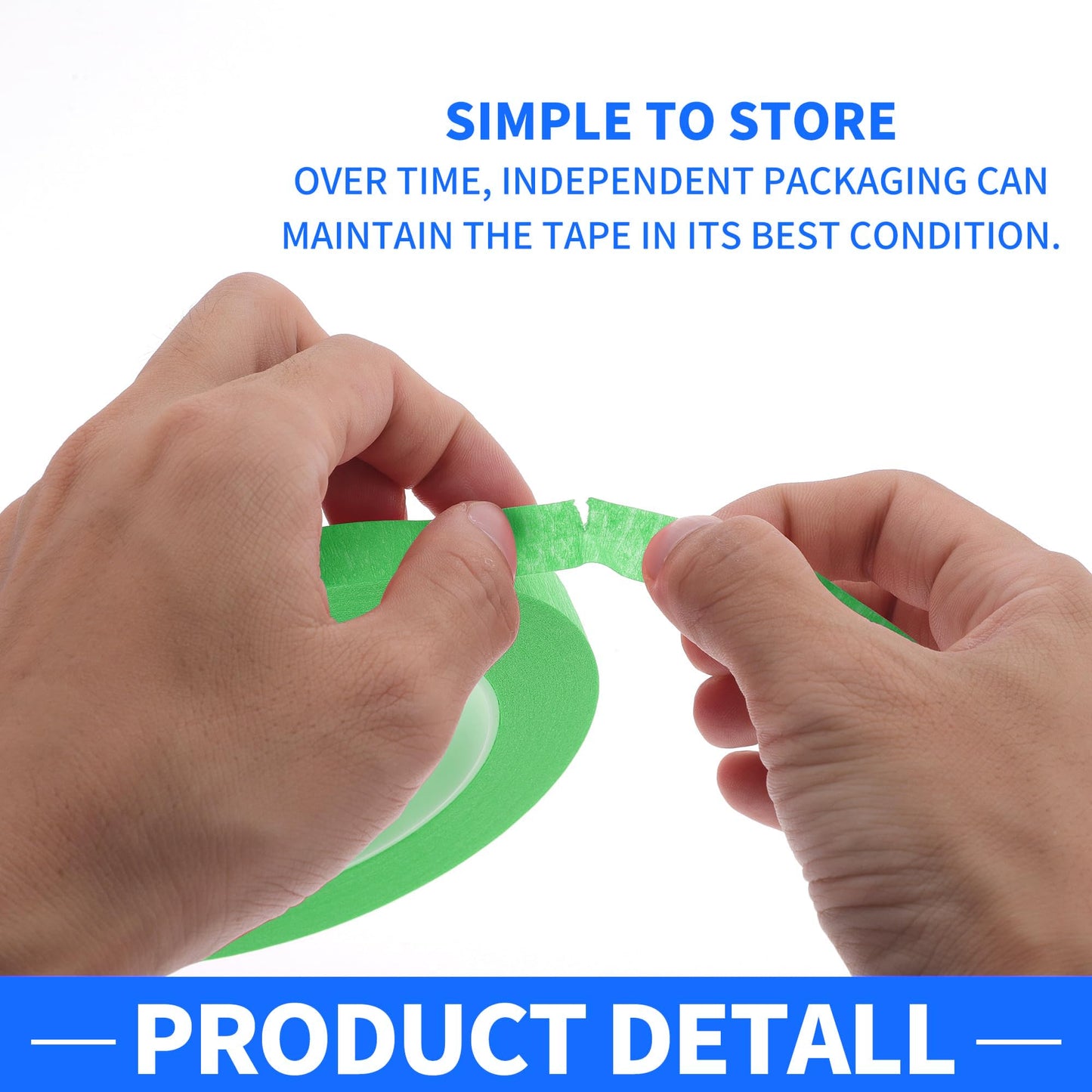 Edinstry 2pcs 0.5 Inch x 52.5 Yards Masking Tape, Easy Removal Painters Tape for Painting, Labeling & DIY Crafting, Crepe Paper, Medium Tack, Residue-Free, Green Decorative Tape
