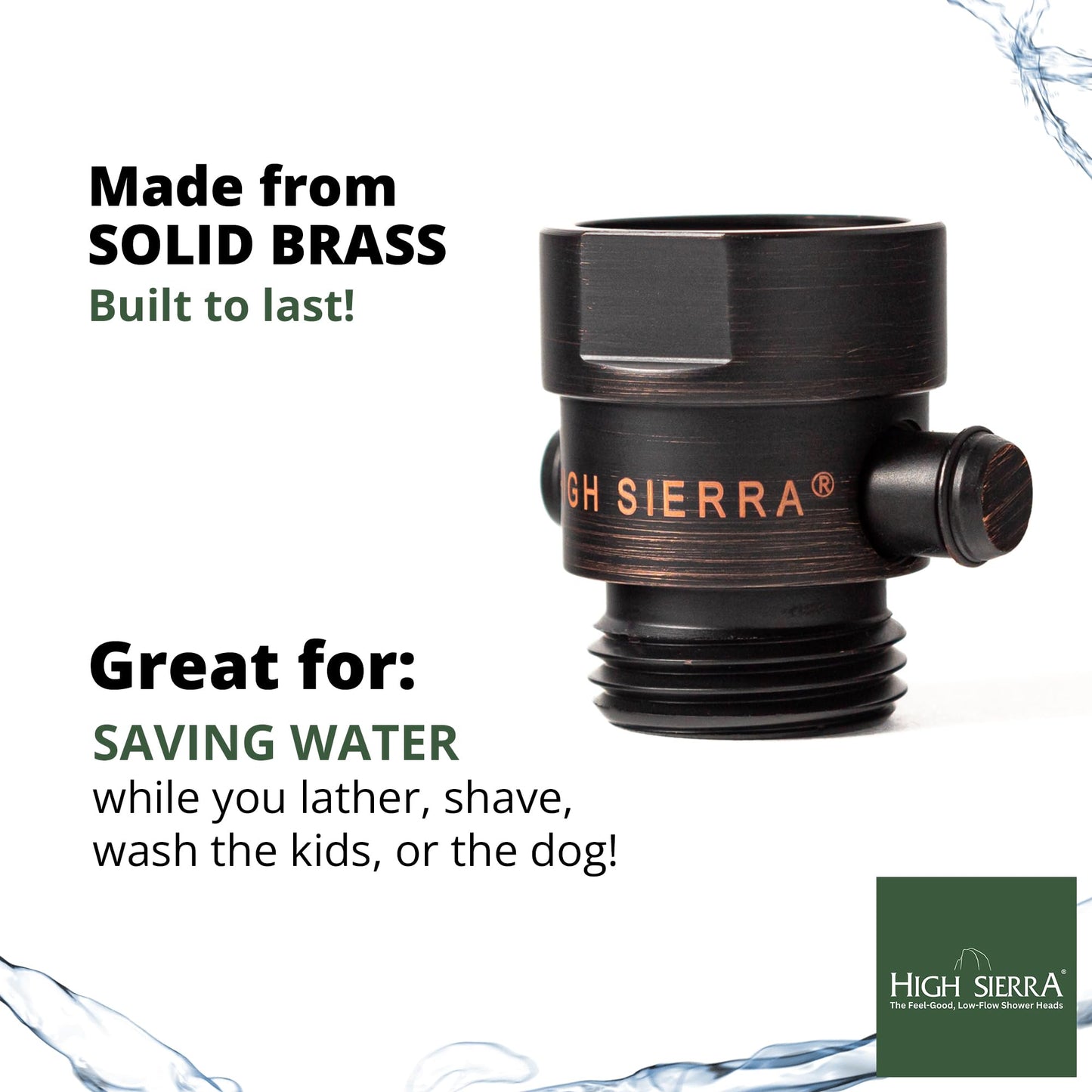 High Sierra® - All Lead-Free Brass Trickle Valve For Shower Heads. For Pause & Pressure Control. Easy To Push Button Reduces The Flow of Water or Shuts It Off to Just a Trickle - Brushed Nickel
