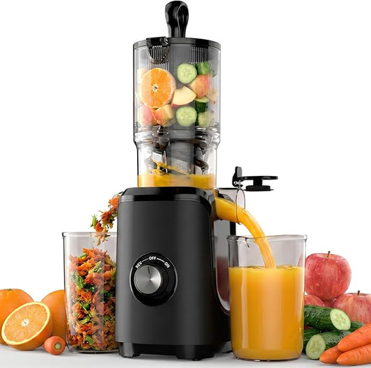 OLIXIS Cold Press Juicer, Masticating Juicer Machine with Reverse Function, Juice Extractor for Making Nut Milk, Easy Clean & Blade-Free, Black