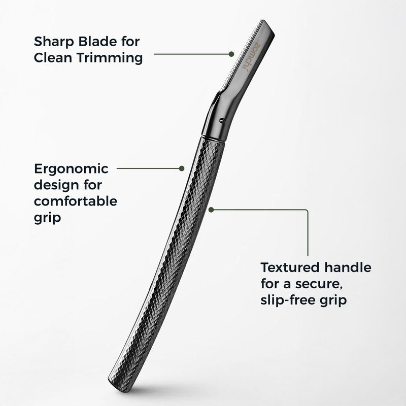 ZOMCHI Eyebrow Razor, Face Razors for Women & Men, Eyebrow Trimmer Shaper with Precision Cover, Facial Shaver with 6 Blades, Black, Metal with Silicone Protective Cover