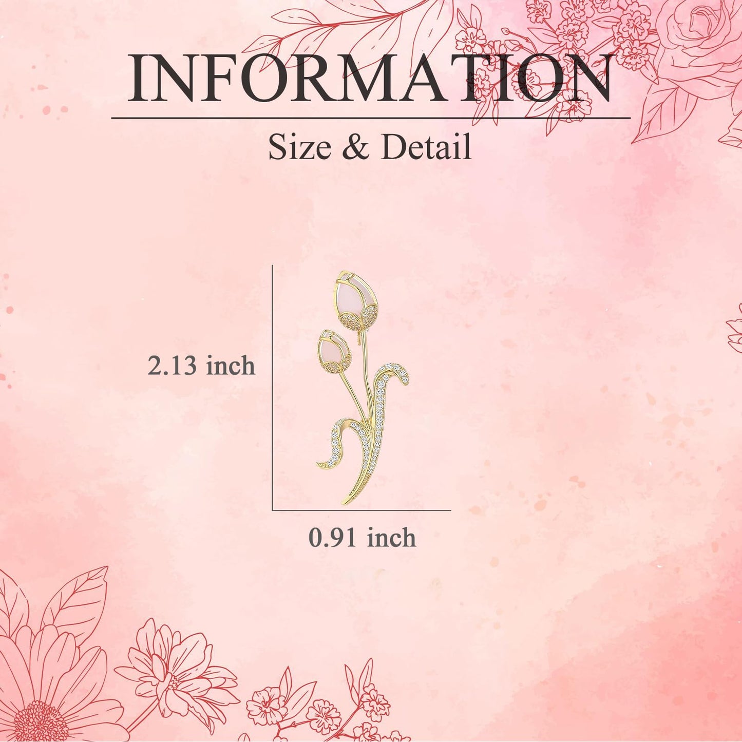 EMEGCY Gold Tulip Brooch for Women Tulip Brooch Pin 18K Gold Plated Tulips Flower Lapel Pin Rhinestone Flower Jewelry Gift for Wife Birthday Anniversary Christmas
