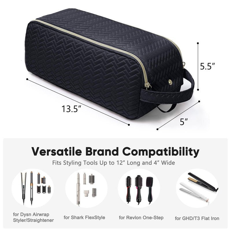 ELCUPA 2IN1 Hair Tools Travel Bag with Removable Heat Resistant Mat Curling Iron Travel Case, Hair Dryer Organizer for Flat Irons, Straighteners and Haircare Accessories, Hot Tools Travel Bag Hair