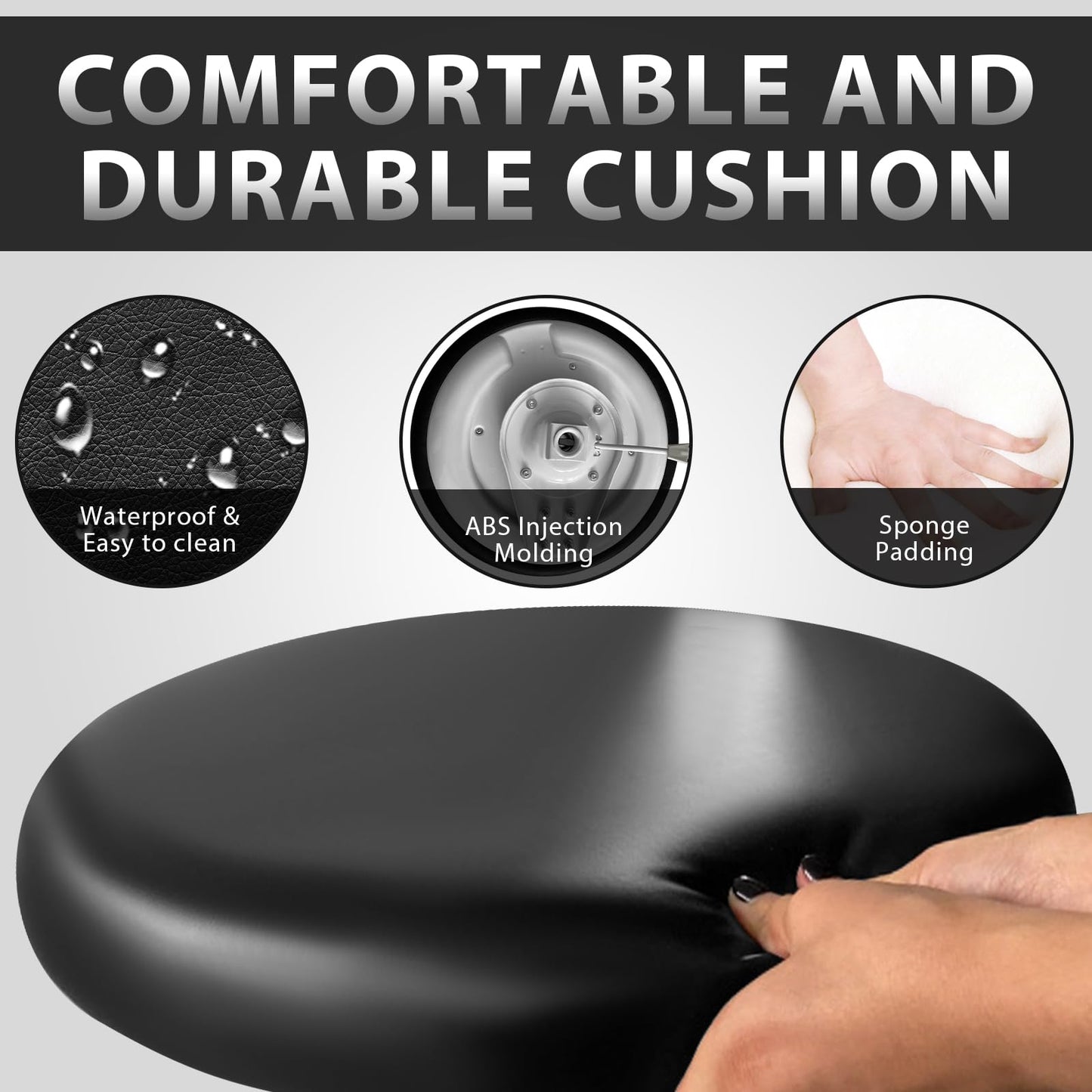 Medical Stool on Wheels with 360 Degree Swivel Armrests PU Leather Medical Stool, Height Adjustable, Salon, Shop, Home and Medical Dental Assistant Chair, Black