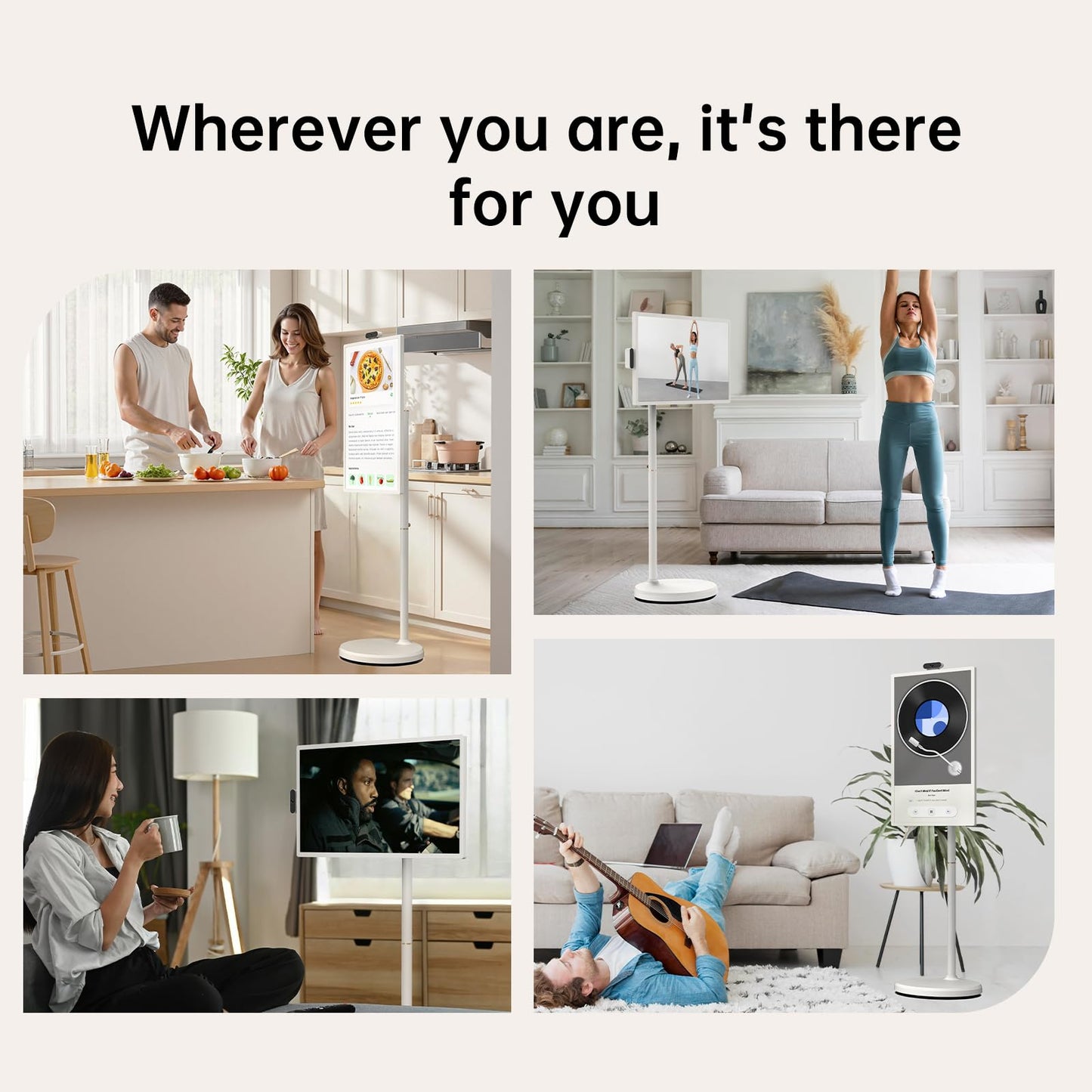 ApoloSign 32 inch FHD Smart Portable TV Gen2, 16G +128G Storage, Android 15 OS, 15000mAh, Rolling TV on Wheels with Rotatable Touch Screen, Built-in Battery, Full Swivel Rotation, Voice Remote