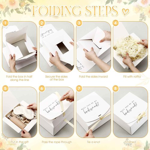 Tioncy 42 Pcs Bridesmaid Proposal Gifts Bridal Shower Wedding Gift Box Makeup Bags Invited Cards Tumblers with Lids and Straw Scrunchies Eye Mask Hair Clips for Maid of Honor(Champagne)