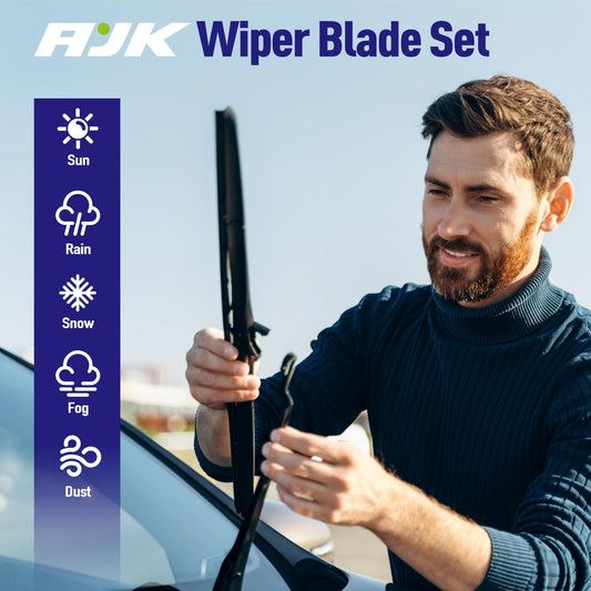 AJK Front Windshield Wiper for Jeep Gladiator 2020 2021 2022 2023 2024, Original Equipment Window Wipers Blades, Conventional, Vehicle Specific Fit, Pack of 2