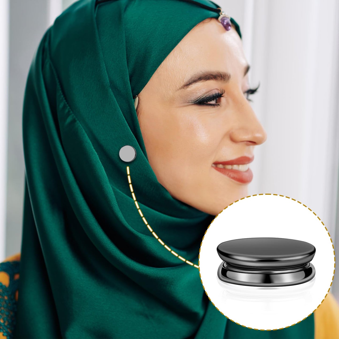 8pcs Hijab Magnetic Pins, Multi-Purpose Magnetic Scarf Clip no Snag Hijab Magnets Scarf Magnetic Clasp Strong Magnetic Hijab Pins Pinless Brooch for Women Clothes (Gold, Black)