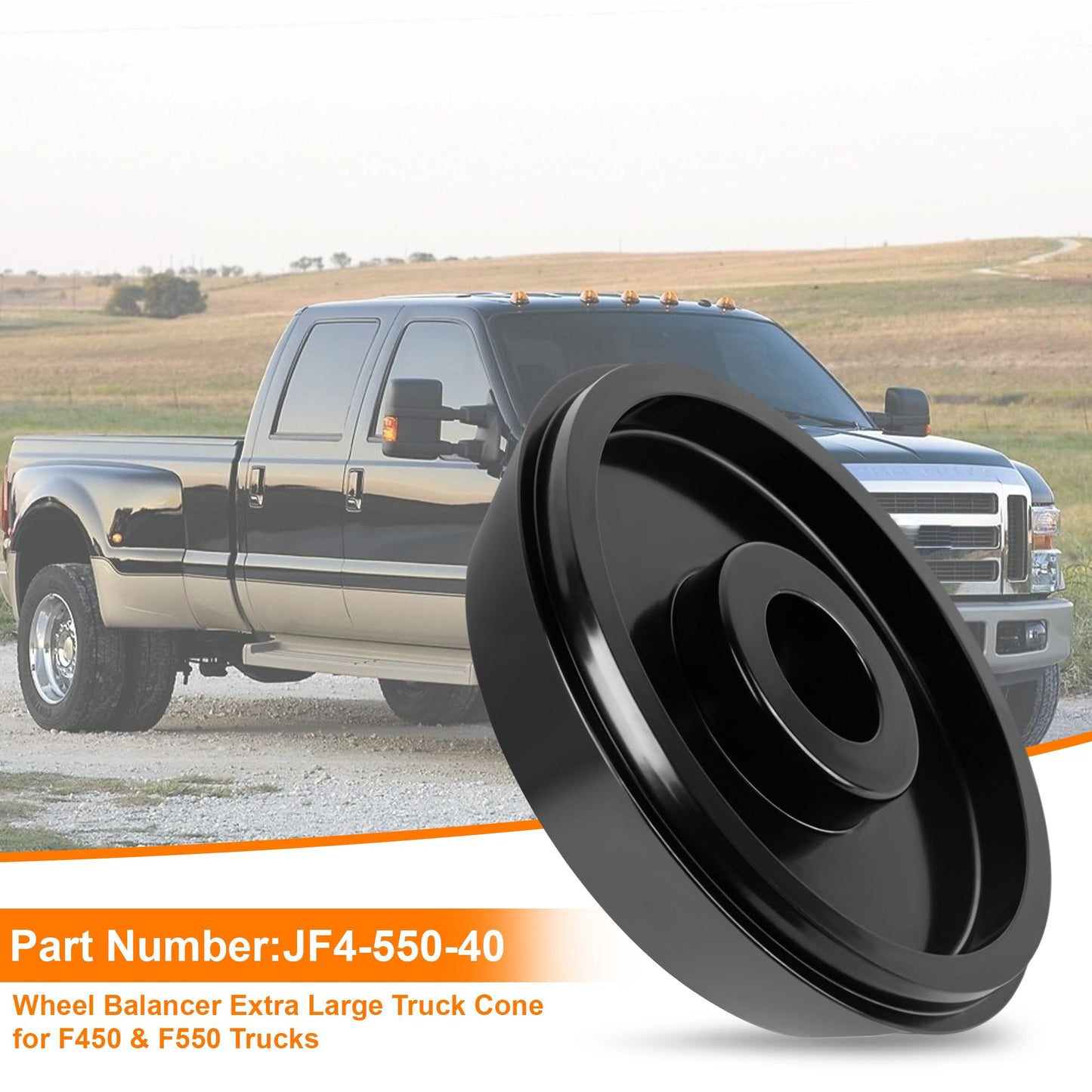 Wheel Balancer 6" - 7" Large Tapered Cone for F450 & F550 Trucks - Fits Accuturn, Bosch, CEMB, Coats, Corghi, FMC, Hofmann, Hunter, John Bean, Kwikway, Snap-On with 40mm Shaft-Black