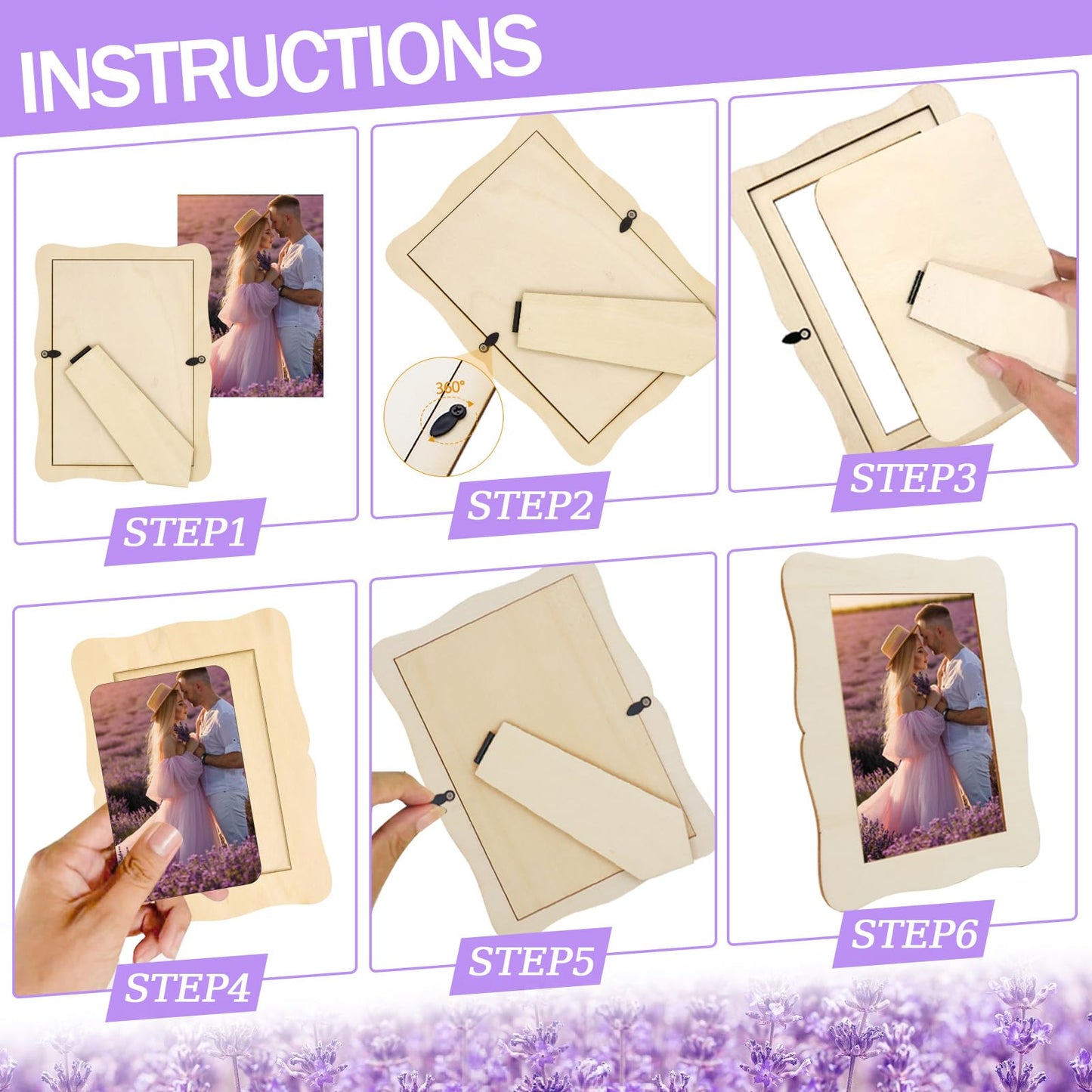 RYKOMO 20 Pack Wooden Picture Frames for Crafts, 4 x 6 Inch DIY Wood Picture Frames Unfinished Photo Frame for Valentine's Day Gift Birthday Party Wood Decor, Mothers Day Fathers Day Gift