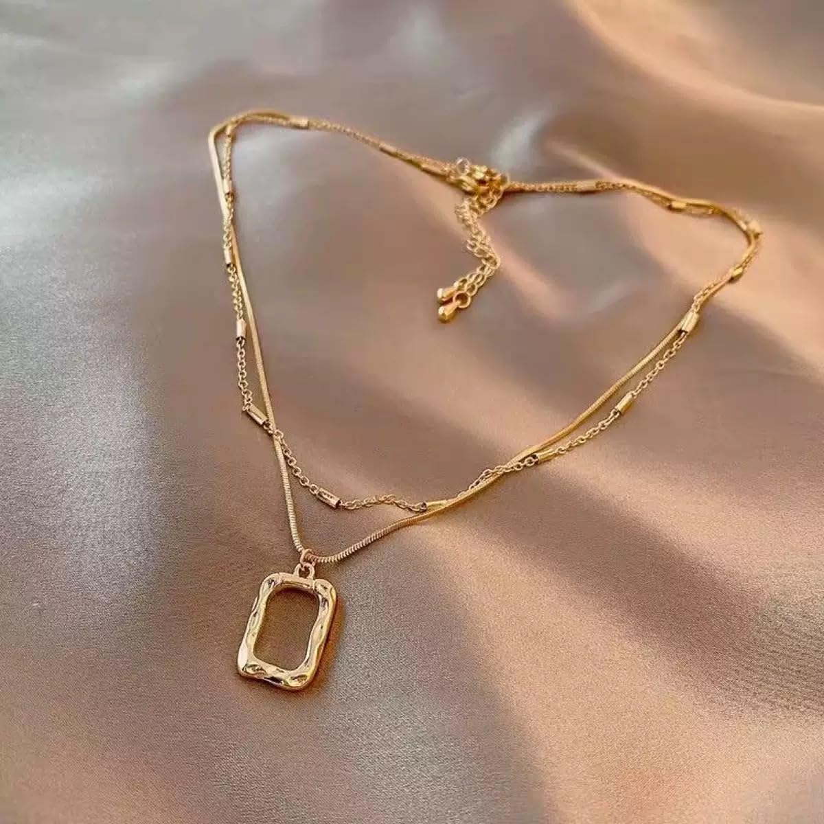 JELLYSEE Gold Necklaces for Women - 14K Gold Plated Layering Necklaces Trendy Circle Paperclip Chain Pendant Choker Necklace, Simple Diamond Cross Bow Jewelry Set Gifts for Women