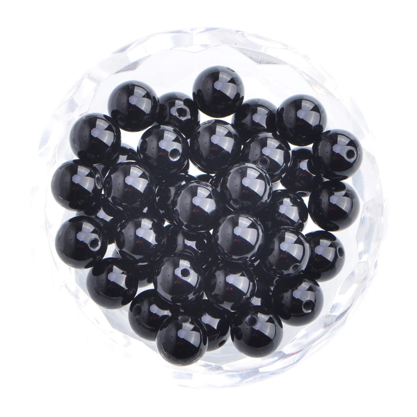100Pcs Natural Crystal Beads Stone Gemstone Round Loose Energy Healing Beads with Free Crystal Stretch Cord for Jewelry Making (Black Onyx, 8MM)