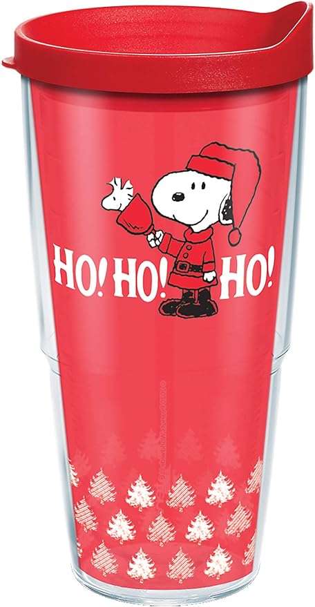 Tervis Peanuts - Ho Ho Ho Christmas Made in USA Double Walled Insulated Tumbler Travel Cup Keeps Drinks Cold & Hot, 24oz, Classic